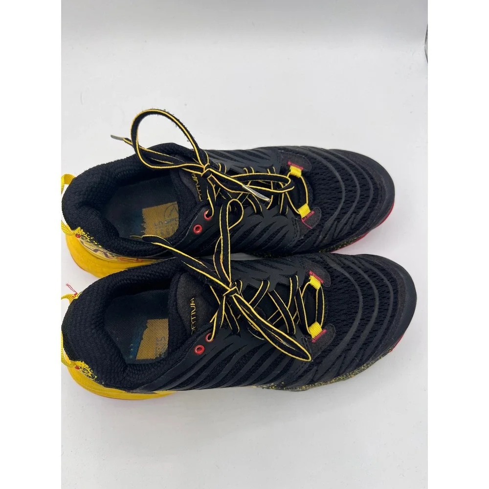 La Sportiva Akasha Women's Sz 6.5 Trail Rocker Running Shoes Black Yellow 2008-C
